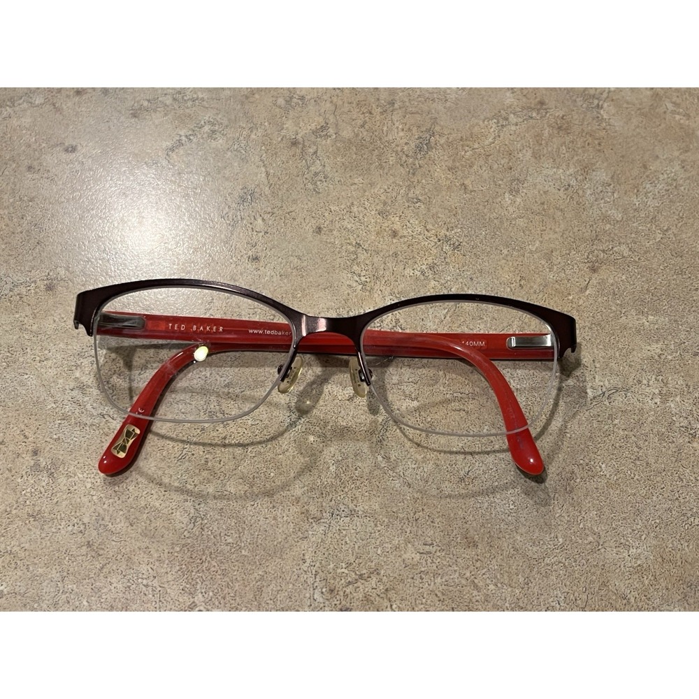 Ted Baker Frame B718 BRN Red Floral 51-16-140mm Half Rim Spring Hinge